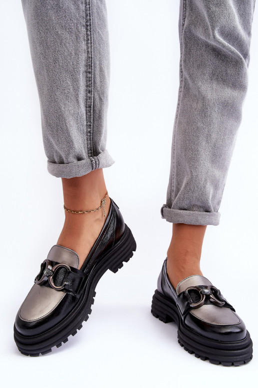 Kožené kotníkové boty s masivní podrážkou Černé Elkiza Kožené kotníkové boty s masivní podrážkou Černé Elkiza