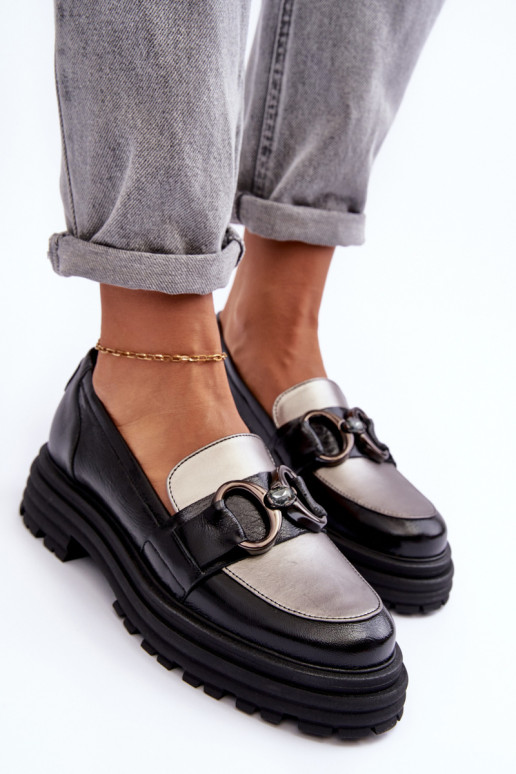 Kožené kotníkové boty s masivní podrážkou Černé Elkiza Kožené kotníkové boty s masivní podrážkou Černé Elkiza