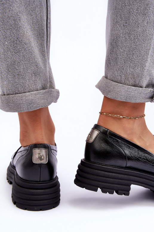 Kožené kotníkové boty s masivní podrážkou Černé Elkiza Kožené kotníkové boty s masivní podrážkou Černé Elkiza