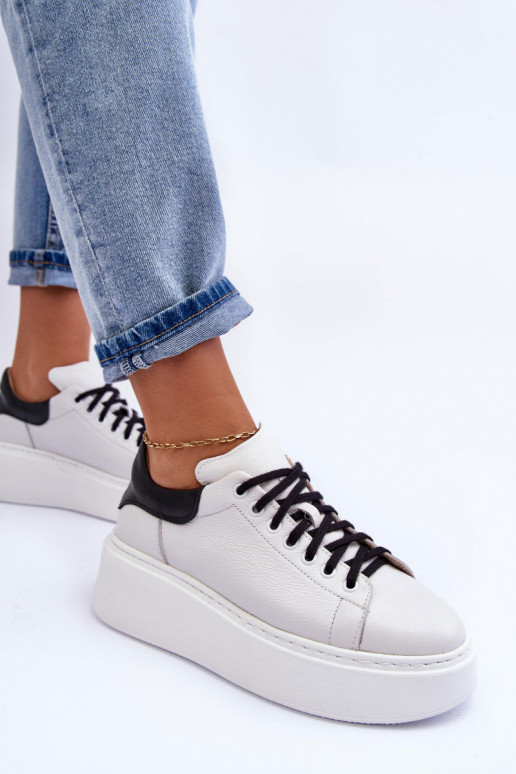 tenisky  s platformou Bílá-Černé Lemar 10150  tenisky  s platformou Bílá-Černé Lemar 10150