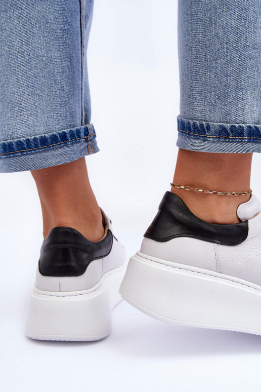 tenisky  s platformou Bílá-Černé Lemar 10150  tenisky  s platformou Bílá-Černé Lemar 10150