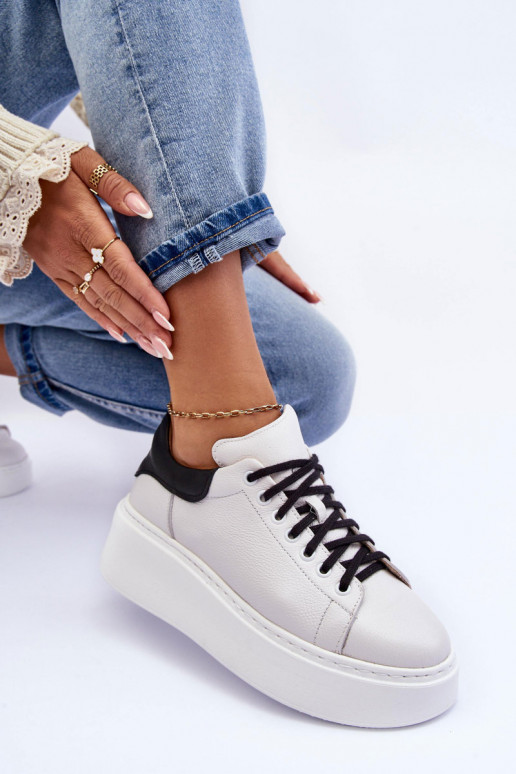 tenisky  s platformou Bílá-Černé Lemar 10150  tenisky  s platformou Bílá-Černé Lemar 10150