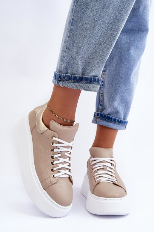 tenisky  s platformou béžové Lemar 10150  tenisky  s platformou béžové Lemar 10150