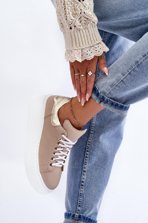 tenisky  s platformou béžové Lemar 10150  tenisky  s platformou béžové Lemar 10150