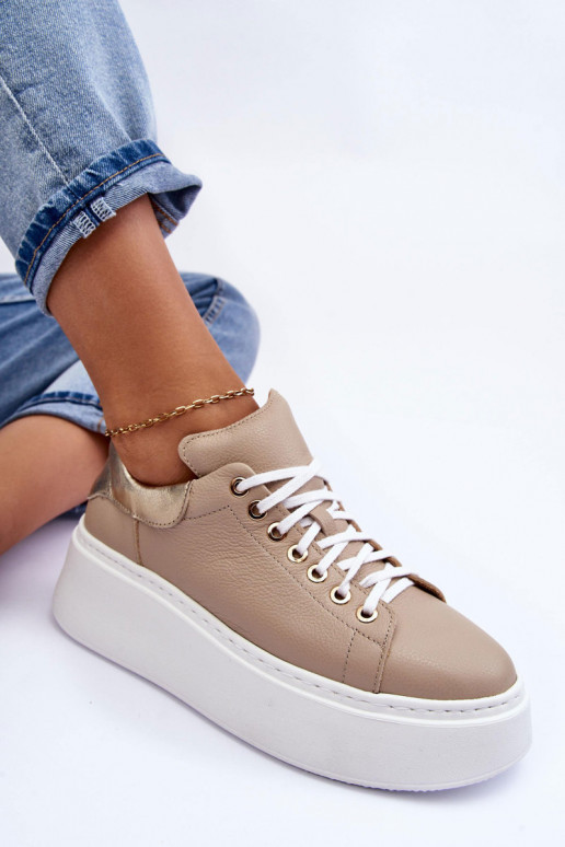 tenisky  s platformou béžové Lemar 10150  tenisky  s platformou béžové Lemar 10150
