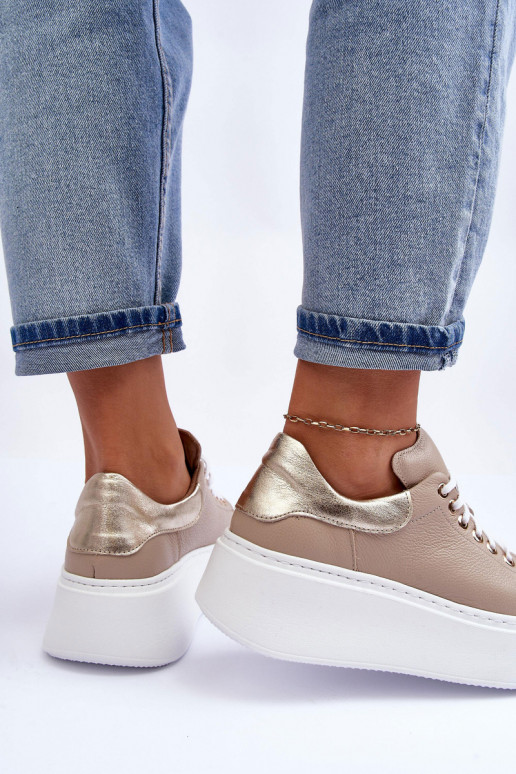 tenisky  s platformou béžové Lemar 10150  tenisky  s platformou béžové Lemar 10150