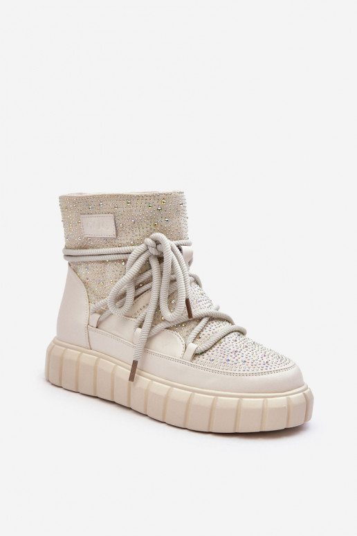 zateplené Sněhule Zdobené  GOE MM2N4081 béžové zateplené Sněhule Zdobené  GOE MM2N4081 béžové