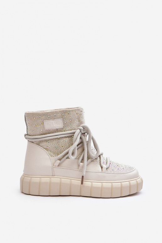 zateplené Sněhule Zdobené  GOE MM2N4081 béžové zateplené Sněhule Zdobené  GOE MM2N4081 béžové