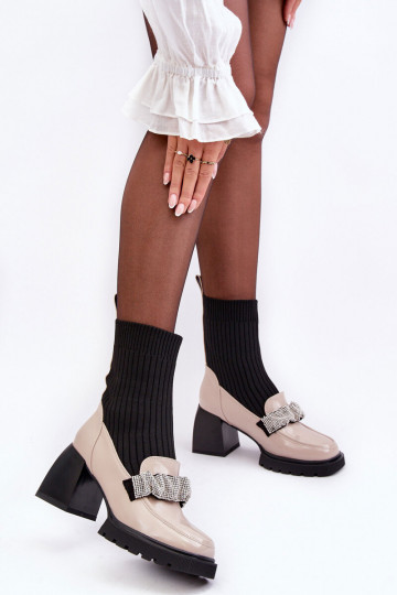 Dámské podpatky se stélkou ponožkového typu s podpatky béžové S.Barski MR870-41