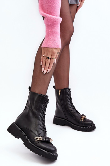 Dámské podpatky Dámské boty s ornamenty Černé S.Barski MR870-68 2