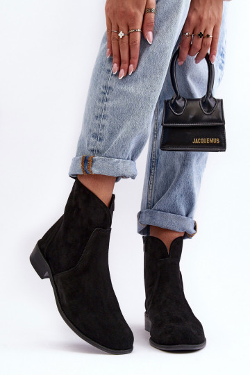 Semišové boty  se zipy Černé Nicole 2829