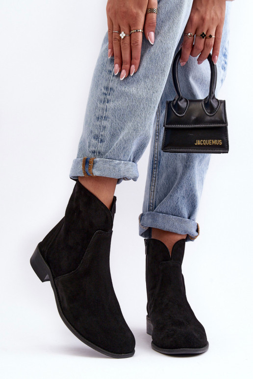 Semišové boty  se zipy Černé Nicole 2829 Semišové boty  se zipy Černé Nicole 2829