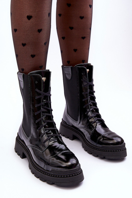 boty  se šněrováním Černé Nicole 2836   boty  se šněrováním Černé Nicole 2836