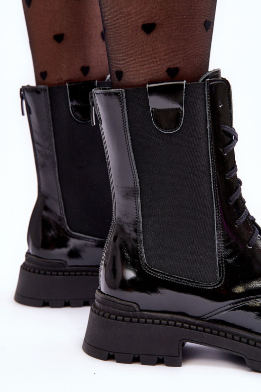 boty  se šněrováním Černé Nicole 2836   boty  se šněrováním Černé Nicole 2836