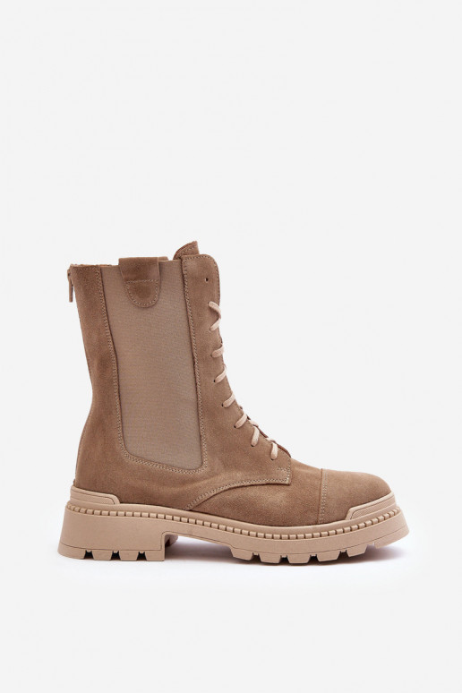 ze semiše  boty  se šněrováním béžové Nicole 2836 ze semiše  boty  se šněrováním béžové Nicole 2836