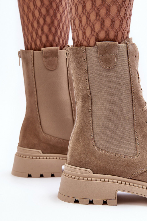 ze semiše  boty  se šněrováním béžové Nicole 2836 ze semiše  boty  se šněrováním béžové Nicole 2836