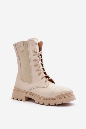   boty  se šněrováním slonová kost Nicole 2836 2