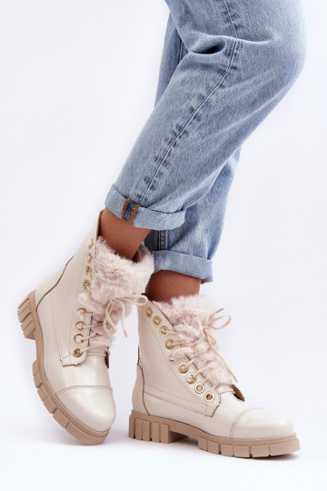 Dřeváky  s kožešinou slonová kost  3296