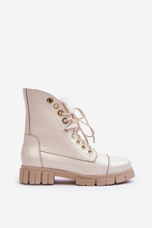 Dřeváky  s kožešinou slonová kost  3296