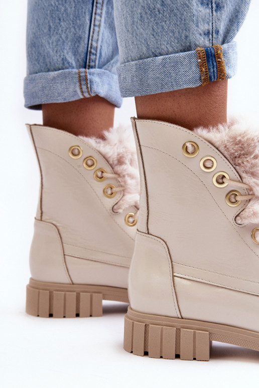 Dřeváky  s kožešinou slonová kost  3296