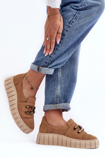 ze semiše boty  s platformou s ornamenty béžové  3398