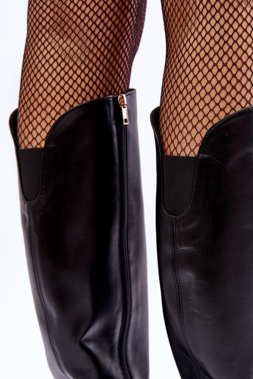   dlouhé boty s podpatky Černé  2928/B