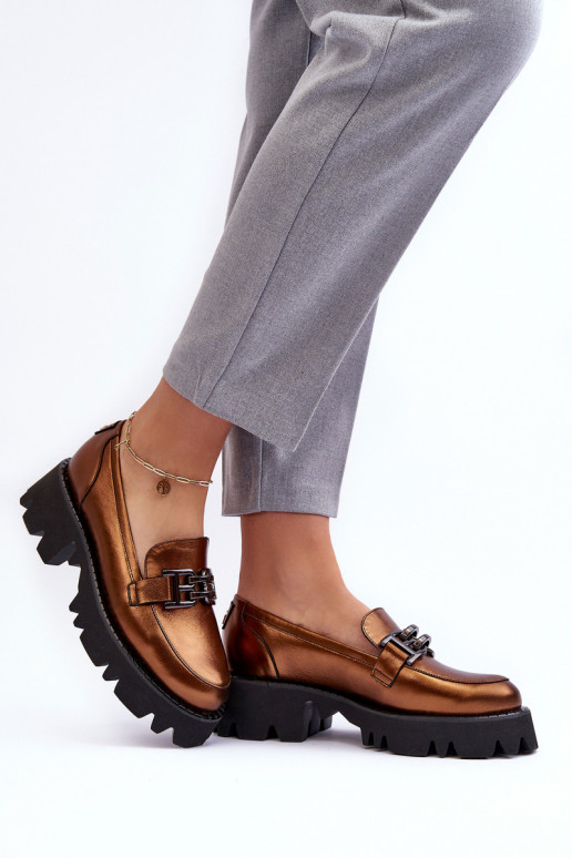 boty mokasíny s ornamenty Laura Messi 2699 zlaté barvy   boty mokasíny s ornamenty Laura Messi 2699 zlaté barvy