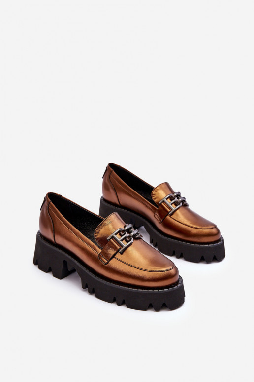 boty mokasíny s ornamenty Laura Messi 2699 zlaté barvy   boty mokasíny s ornamenty Laura Messi 2699 zlaté barvy