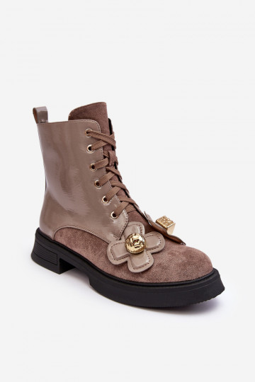   Dřeváky se zipy s pěknými detaily D&A MR870-76 šedá-hnědá 2