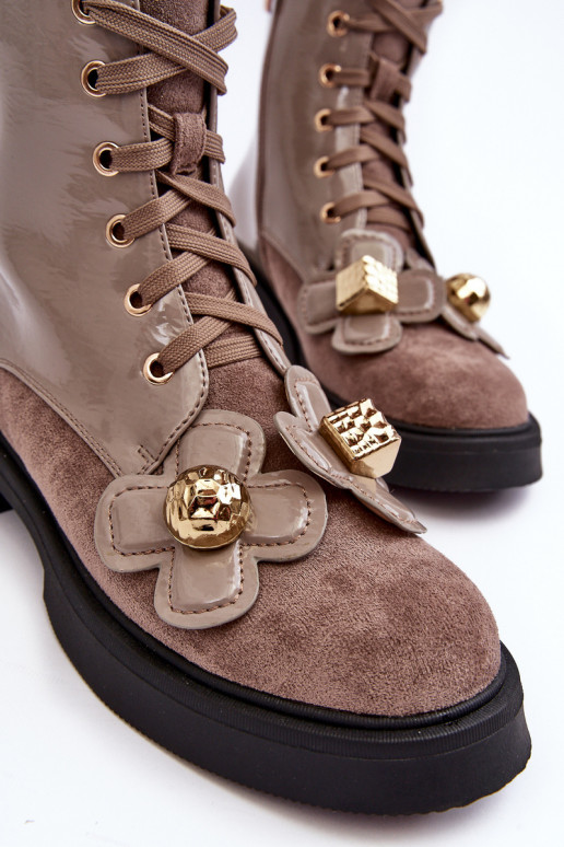 Dřeváky se zipy s pěknými detaily D&A MR870-76 šedá-hnědá   Dřeváky se zipy s pěknými detaily D&A MR870-76 šedá-hnědá