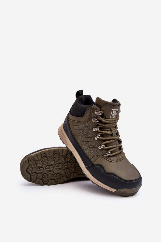 Zateplené turistické boty khaki Big Star MM274480  Zateplené turistické boty khaki Big Star MM274480