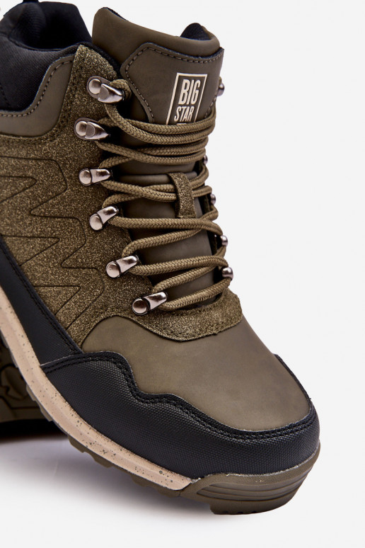 Zateplené turistické boty khaki Big Star MM274480  Zateplené turistické boty khaki Big Star MM274480