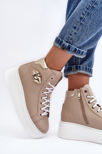 Ležérní obuv  se zipy Lemar béžové Katerin