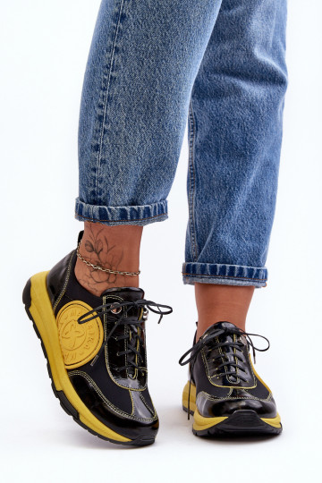 tenisky   06295-01 Černé a-Žluté