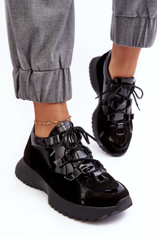 s efektem laku tenisky  M01/2 Zazoo Černé  s efektem laku tenisky  M01/2 Zazoo Černé