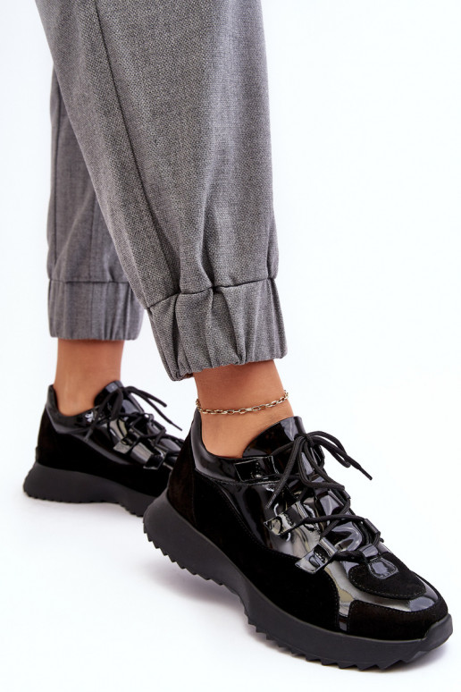 s efektem laku tenisky  M01/2 Zazoo Černé  s efektem laku tenisky  M01/2 Zazoo Černé