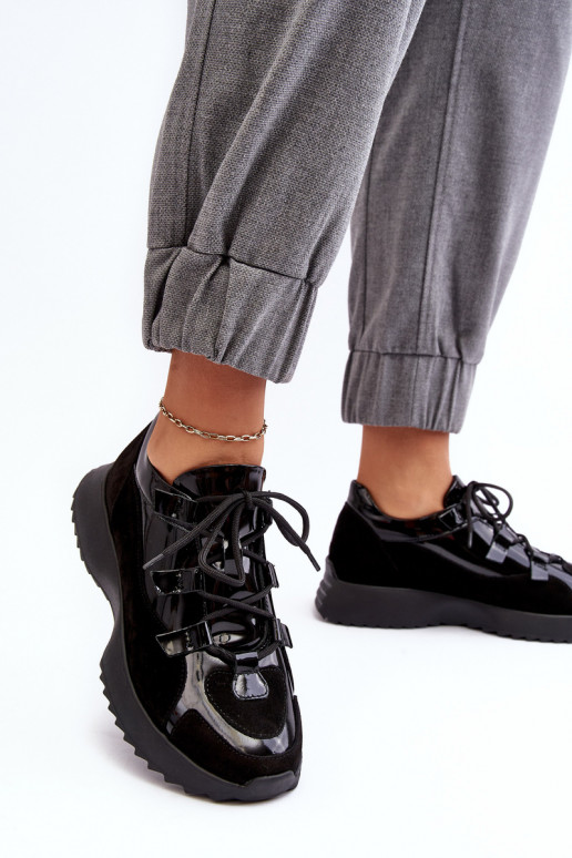 s efektem laku tenisky  M01/2 Zazoo Černé  s efektem laku tenisky  M01/2 Zazoo Černé