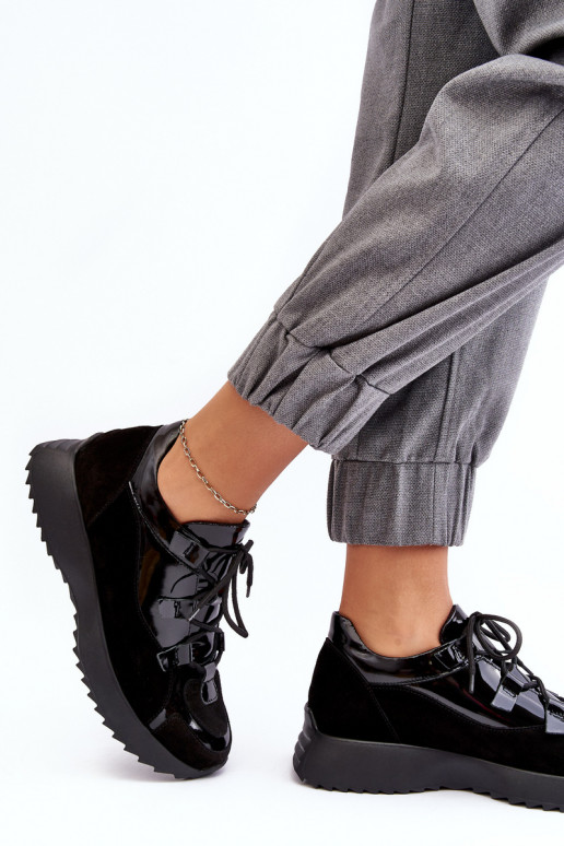 s efektem laku tenisky  M01/2 Zazoo Černé  s efektem laku tenisky  M01/2 Zazoo Černé