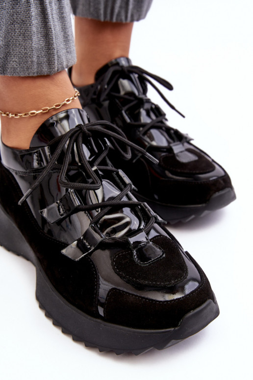 s efektem laku tenisky  M01/2 Zazoo Černé  s efektem laku tenisky  M01/2 Zazoo Černé