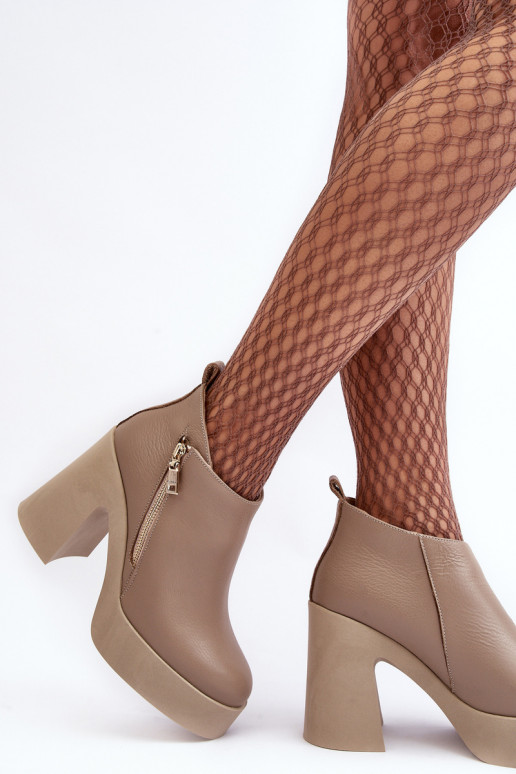 Dámské podpatky silný podpatek se zipy 1755 Zazoo béžové