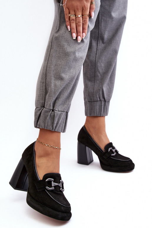 Obuv silný podpatek Laura Messi 2706 Černé  Obuv silný podpatek Laura Messi 2706 Černé