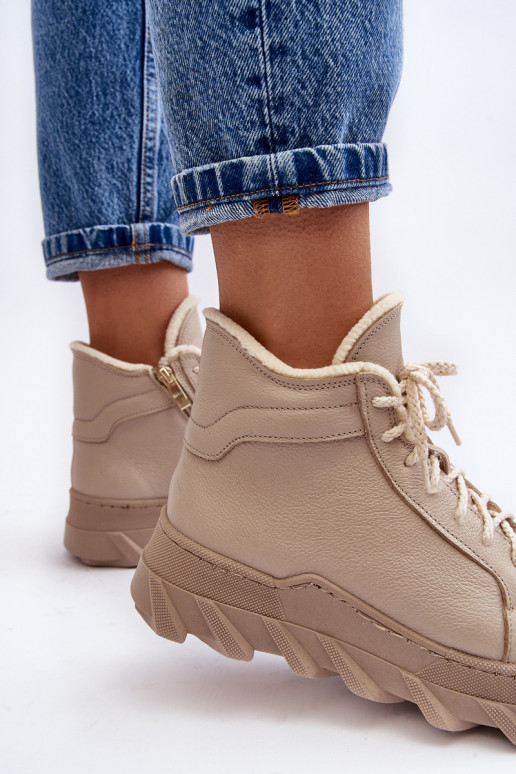 zateplené Dřeváky  s platformou béžové Lemar Jevette zateplené Dřeváky  s platformou béžové Lemar Jevette