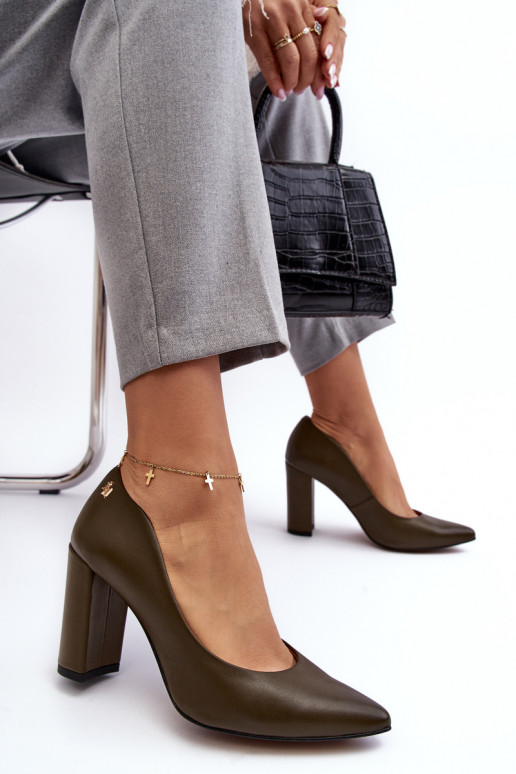 Obuv s podpatky Laura Messi 2624/227 khaki  Obuv s podpatky Laura Messi 2624/227 khaki