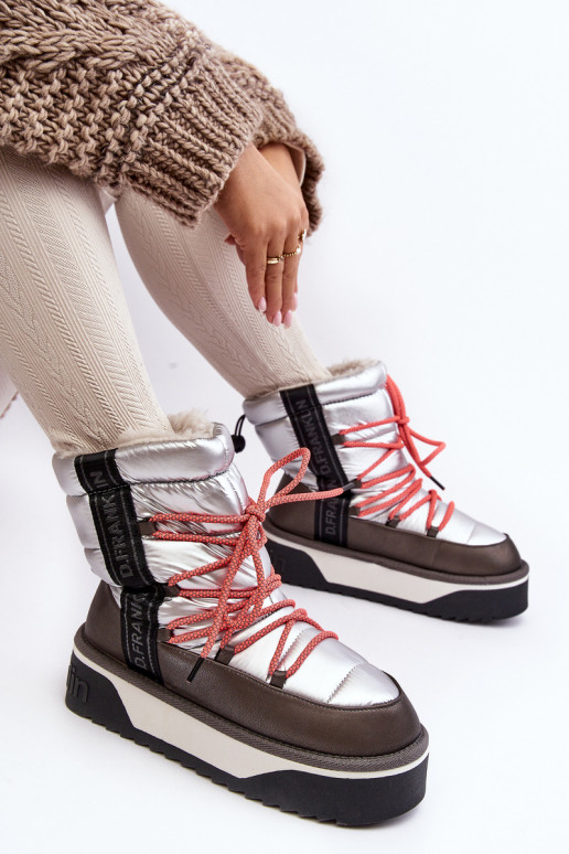 Sněhule  s masivní podrážkou  D.Franklin DFSH371006 stříbrné barvy Sněhule  s masivní podrážkou  D.Franklin DFSH371006 stříbrné barvy