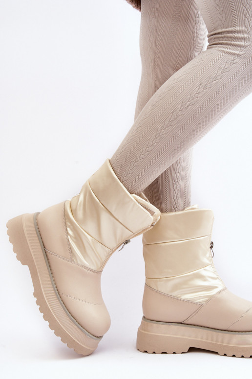 Sněhule  s masivní podrážkou se zipy GOE MM2N4079 béžové Sněhule  s masivní podrážkou se zipy GOE MM2N4079 béžové