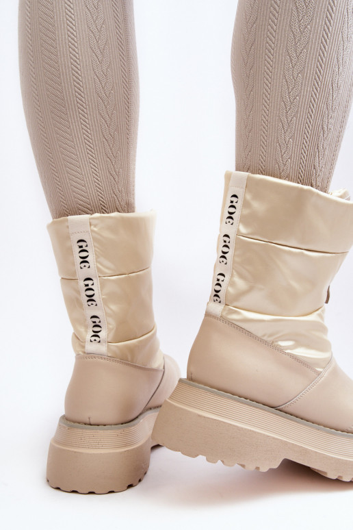 Sněhule  s masivní podrážkou se zipy GOE MM2N4079 béžové Sněhule  s masivní podrážkou se zipy GOE MM2N4079 béžové