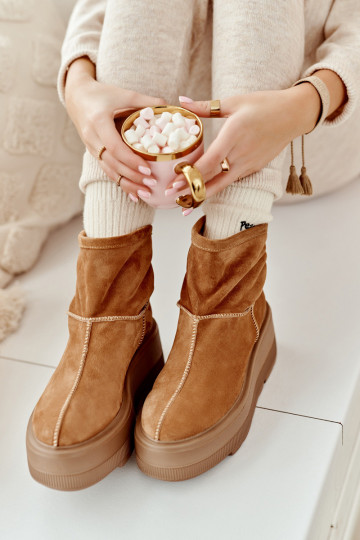   Dřeváky s módní masivní podrážkou hnědáZazoo 3424