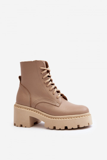 Zazoo 3413 Dámské podpatky Dámské boty se širokým podpatkem béžové 2