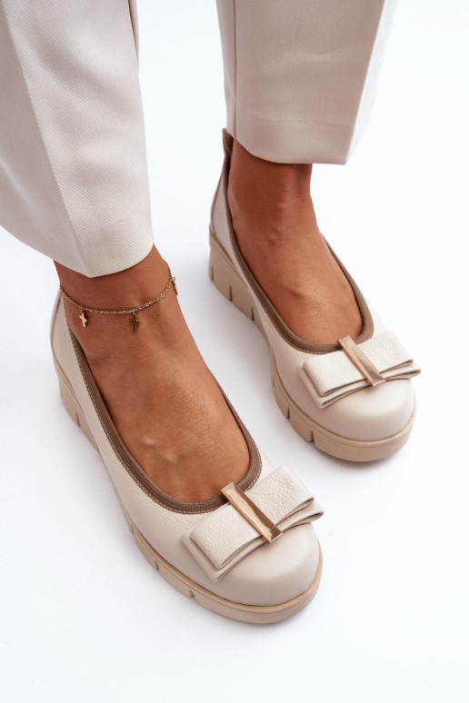 baleríny  s platformou s ornamenty Krémová  3384