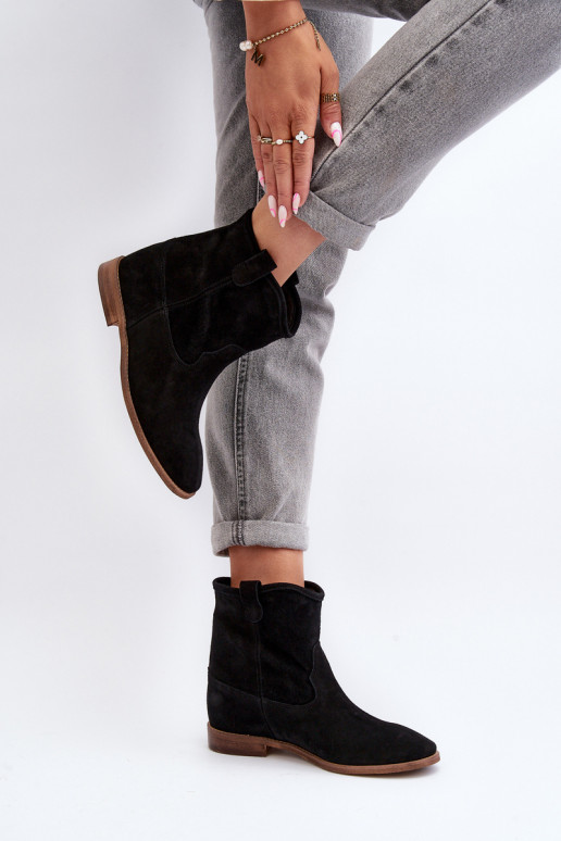 Zazoo 2326 ze semiše Slip-on vzor Dámské podpatky Černé